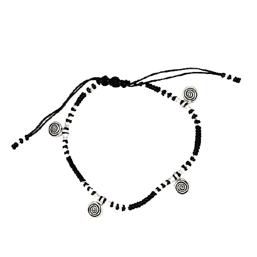 Baumwoll-Armband mit Silber - Größenverstellbar