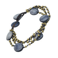 Leather bracelet - anthracite with bronze beads