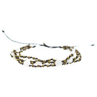 Faux leather bracelet - mother-of-pearl with bronze
