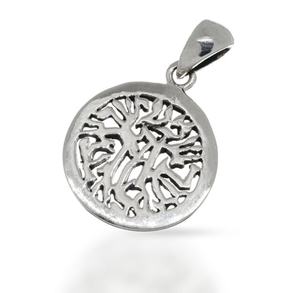 Rundes Amulett mit durchbrochenem Rankenmotiv aus 925er Silber