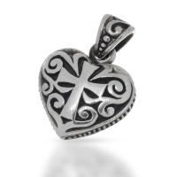925 Sterling Silberanhänger - Herz mit Kreuz...