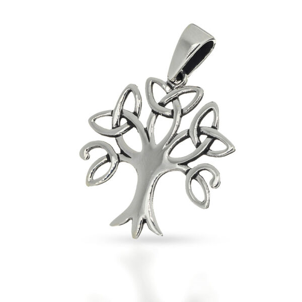 Tree of Life Pendant with Three Knot Loops in 925 Sterling Silver