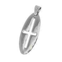 Stainless Steel Pendant – Oval Pendant with Open Cross