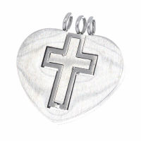 Stainless steel pendant - cross in heart "element...