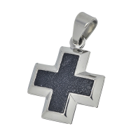 Edelstahlanhänger - Kreuz mit Inlay veredelt