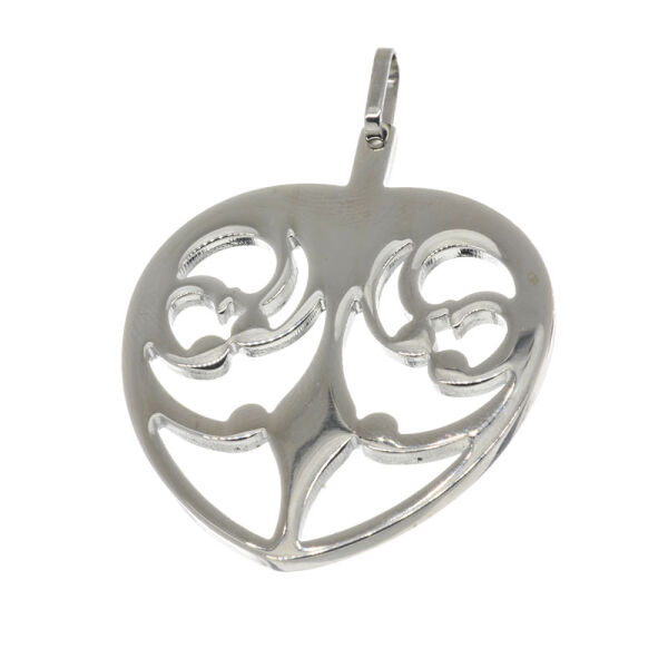 Stainless Steel Pendant – Abstract Flower Form with Curved Inner Lines