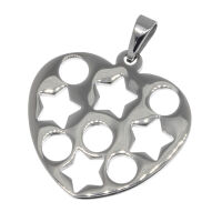 Stainless Steel Pendant – Open Heart with Stars and...