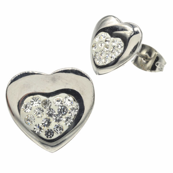 Edelstahlstecker Herz mit Cubik Zirkon