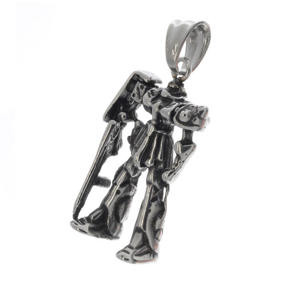 Edelstahlanhänger - Roboter mit Waffe