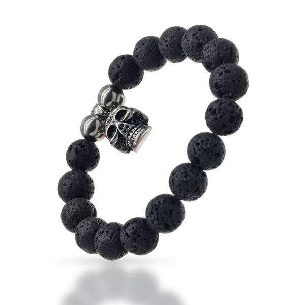 Lavaarmband mit Totenkopfanhänger