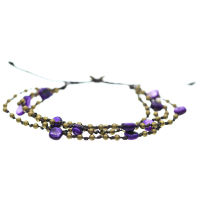 Kunstlederarmband - Perlmutt Pink mit Bronze