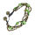 Faux leather bracelet - mother-of-pearl green with bronze beads