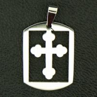Edelstahlanhänger - Dogtag - Kreuz