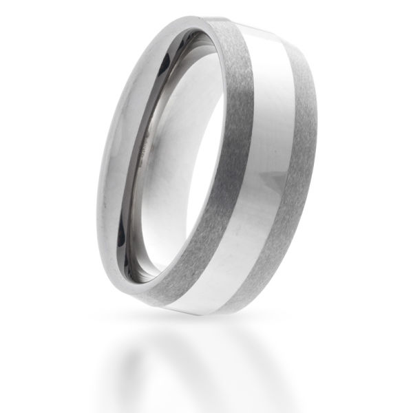 Wolframring 8 mm - polierte Fläche & mattierte Ränder