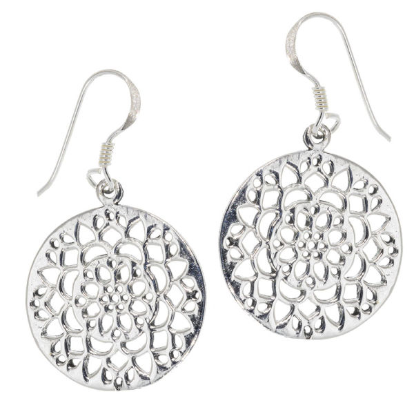 925 Sterling Silber Ohrhänger - Blumenmuster 22 mm