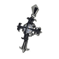 Stainless steel pendant - cross with stone