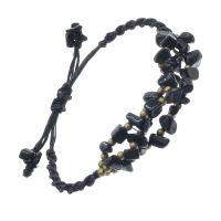 Faux leather bracelet - bronze beads