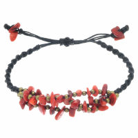 Faux leather bracelet - bronze beads