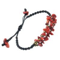 Faux leather bracelet - bronze beads
