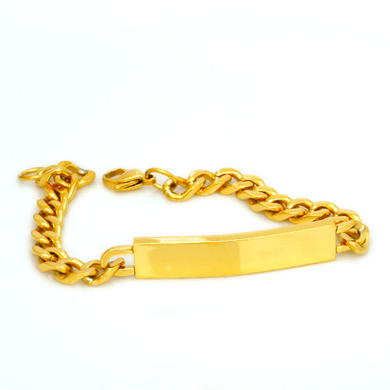 Edelstahlarmband mit Gravurplatte - PVD-Gold