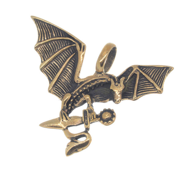 Bronzeanhänger - Fliegender Drachen mit Schwert