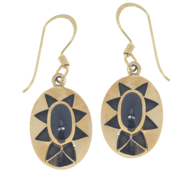 Bronze Ohrringe Onyx Sternenmuster