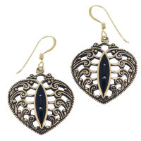 Bronzeohrringe Herz onyx