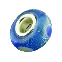 K Bead versilbert - blau mit Kreisen
