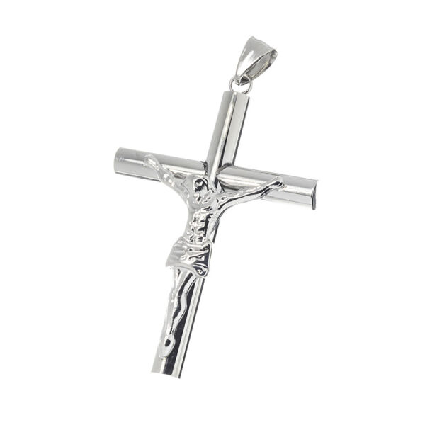 Stainless Steel Pendant – Classic Crucifix with Slender Bars