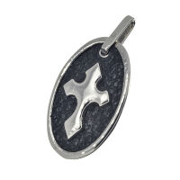 Stainless Steel Pendant – Oval Medallion with...