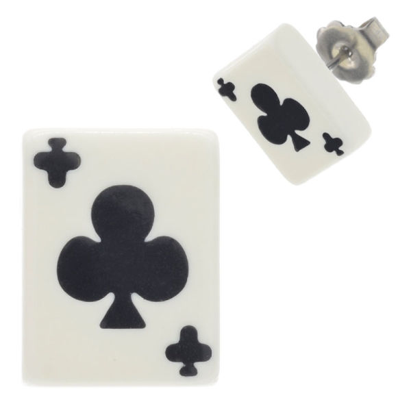 Edelstahlohrstecker - Spielkarte Kreuz