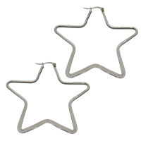 Stainless Steel Hoop Earrings – Large Star-Shaped...
