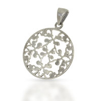 Silver pendant- "White Flowers"