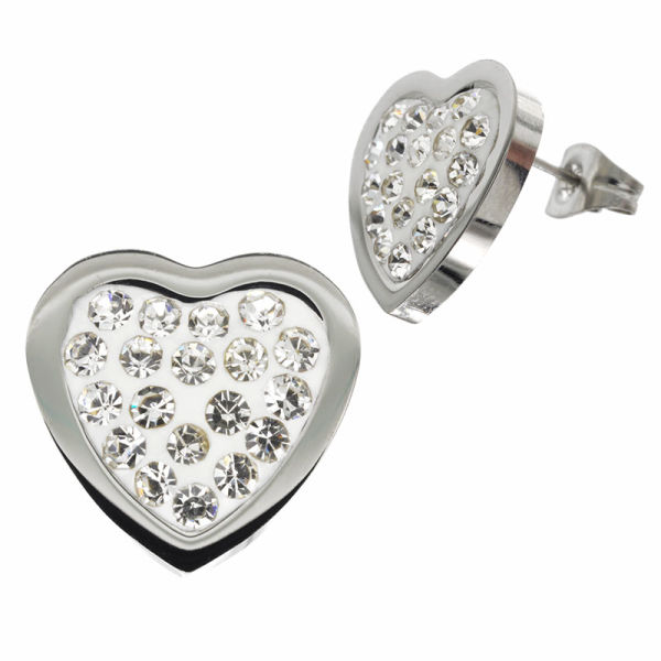 Edelstahlohrringe Glitzerherzen
