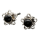 Silberohrstecker Blume mit schwarzem Stein