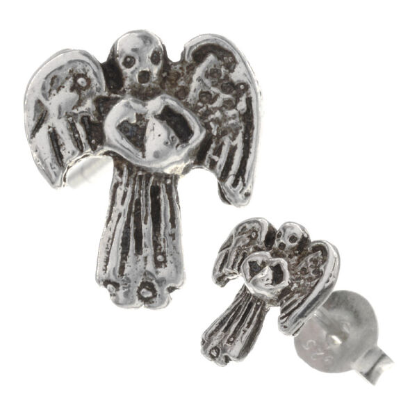 Silver Stud Earrings - Angel