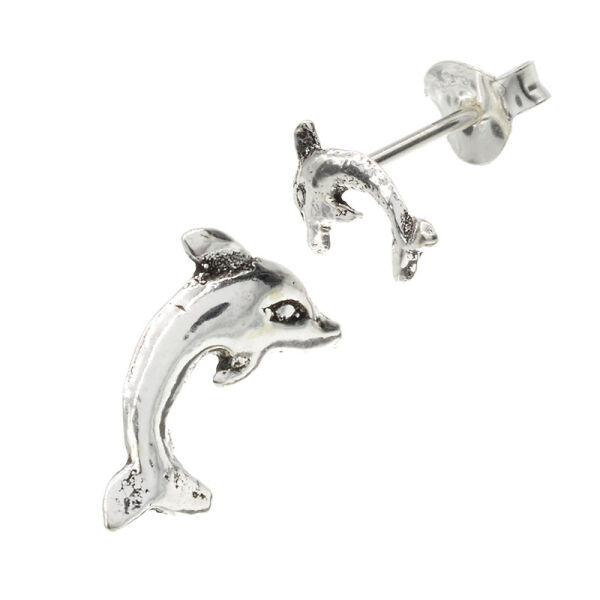 Silver Stud Earrings - Dolphin