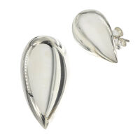 Silver drop-shaped stud earrings