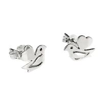 Silberohrstecker- Vogel mit Herzchen