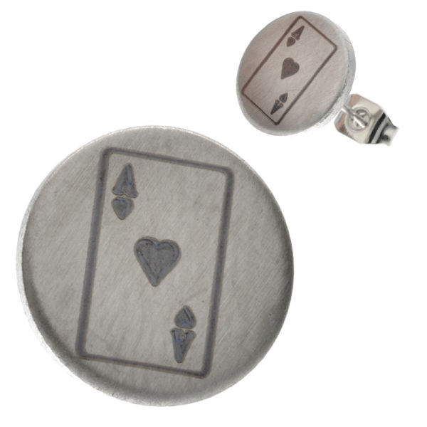 Edelstahlohrstecker Spielkarte Herz Ass