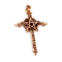 Bronzeanhänger - Kreuz mit Pentagramm