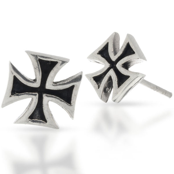 Stud earrings 925 Sterling silver- Iron cross