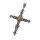 Stainless Steel Pendant – Scroll Cross with Red Decorative Stone