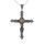 Stainless Steel Pendant – Scroll Cross with Red Decorative Stone