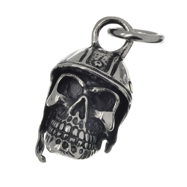 Edelstahlanhänger Totenkopf mit Helm/Poliert