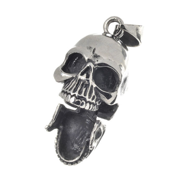 Edelstahlanhänger - Totenkopf mit klappbarem Unterkiefer