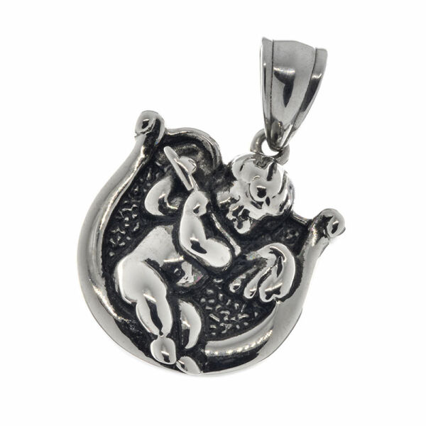 Stainless Steel Pendant – Angel with Harp in a Frame