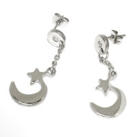 Edelstahlohrring Stern und Mond