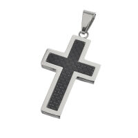 Edelstahlanhänger – Carbonkreuz Leminos