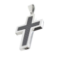 Edelstahlanhänger – Carbonkreuz Leminos